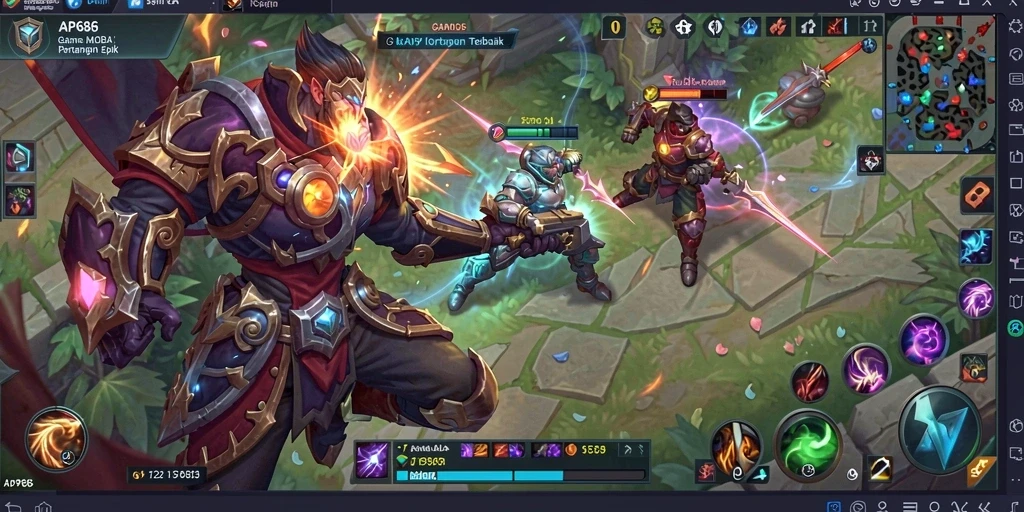 Gameplay seru AP686 dengan pertarungan taktis di arena MOBA