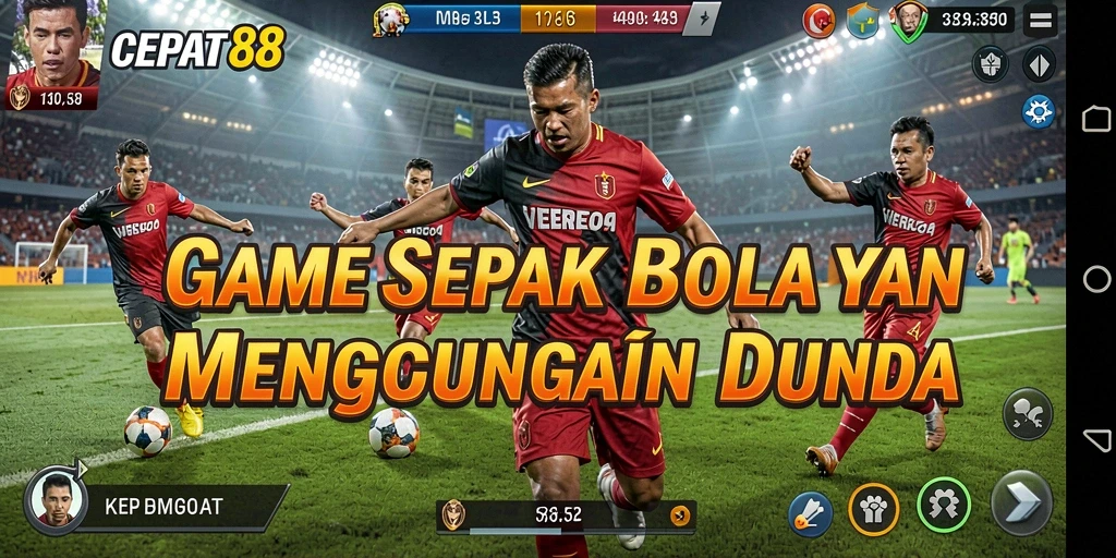 Screenshot gameplay <strong>CEPAT88</strong> yang menampilkan aksi seru di lapangan sepak bola.