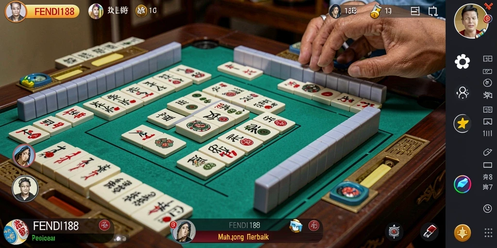 Tangkapan layar FENDI188 menampilkan antarmuka gameplay Mahjong yang menarik.