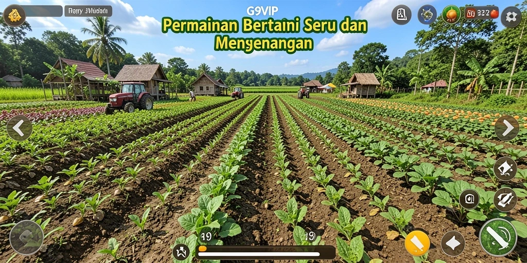 Tampilan gameplay G9VIP dengan aktivitas pertanian yang seru.