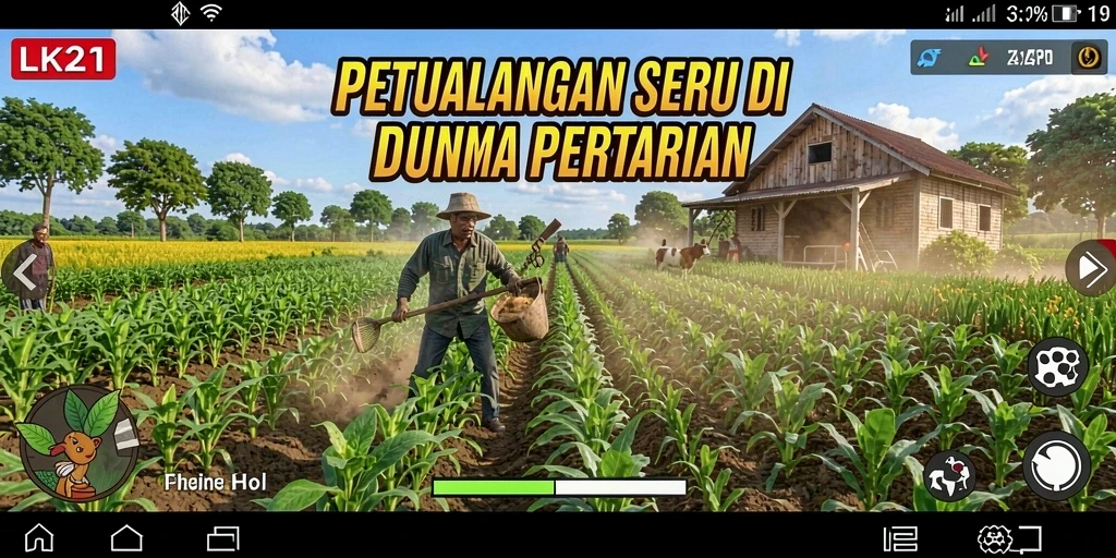 Tangkapan layar gameplay LK21 menampilkan aktivitas bertani yang seru dan interaktif.