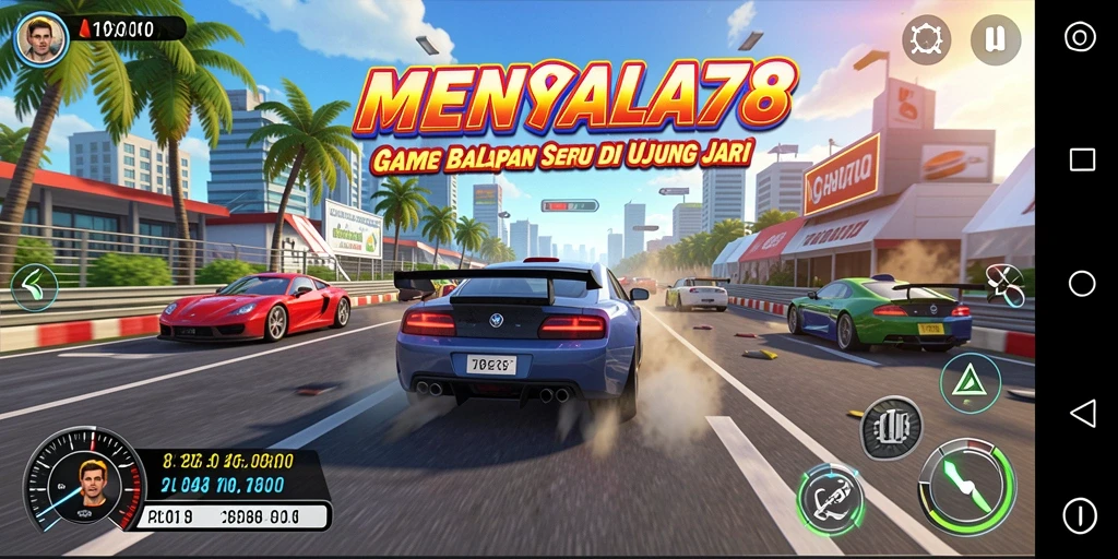 Screenshot MENYALA78 menampilkan aksi balapan yang memukau.