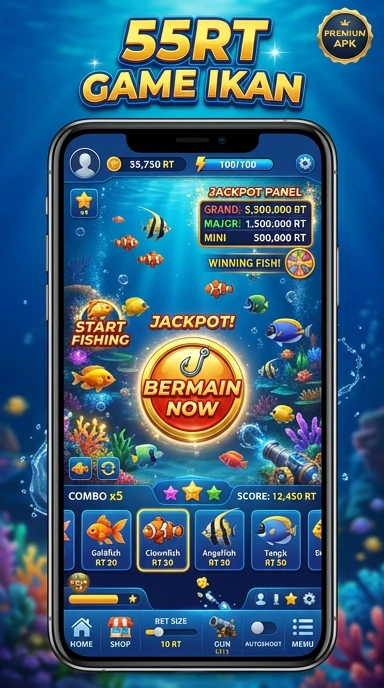 Tampilan utama aplikasi 55rt yang menarik.